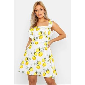 boohoo lemon print skater dress